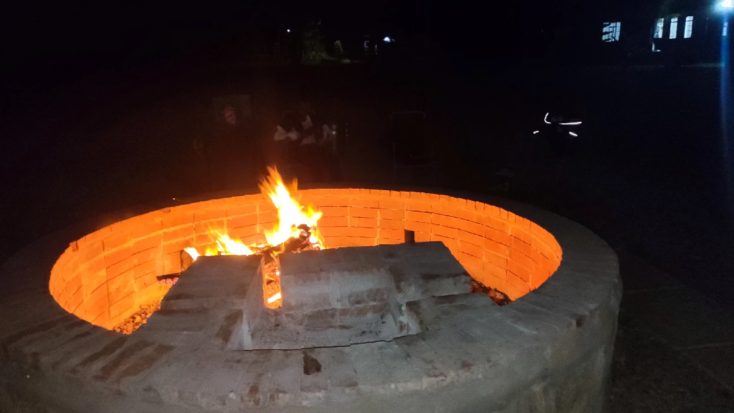 Round fire pit at night